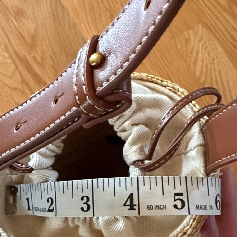 ZARA Woven Straw basket bag with Brown leather Strap - Natural - Picture 2 of 5